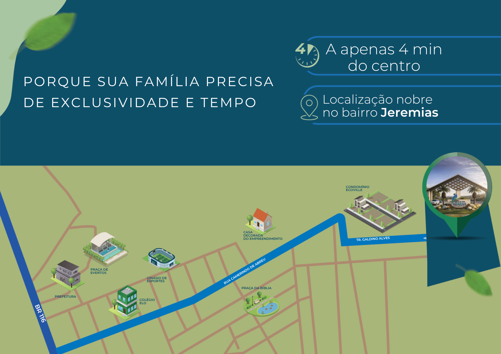 Mapa de localização do Parque das Araras Residence
